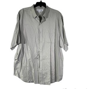 Old Navy Grey Men Short Sleeve Button Down Slim Fit Built In Flex Shirt XXL